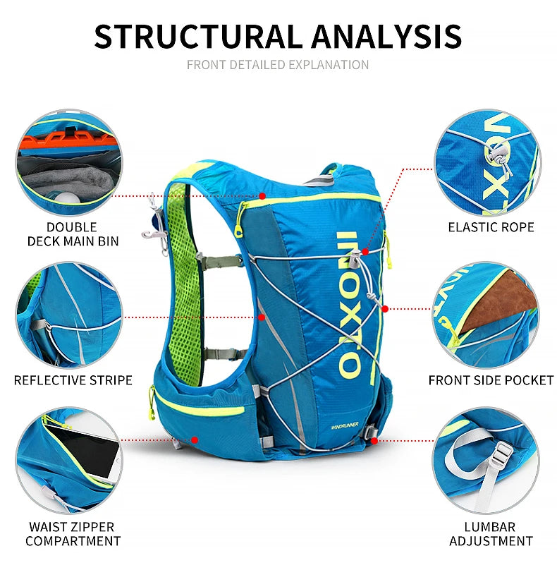 8L Hydration Vest Backpack – Running, Cycling, Hiking with 1.5L Bladder & 2x500ml Bottles